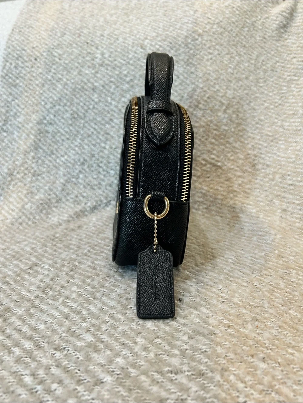 Coach Black Leather Mini Dome Top-Handle Bag with Gold Logo EUC